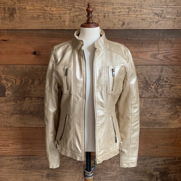 Frida G Jackets & Blazers - NWOT Frida G Light Gold Faux Leather Jacket